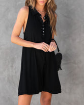 Shania Collared Henley Romper - Black